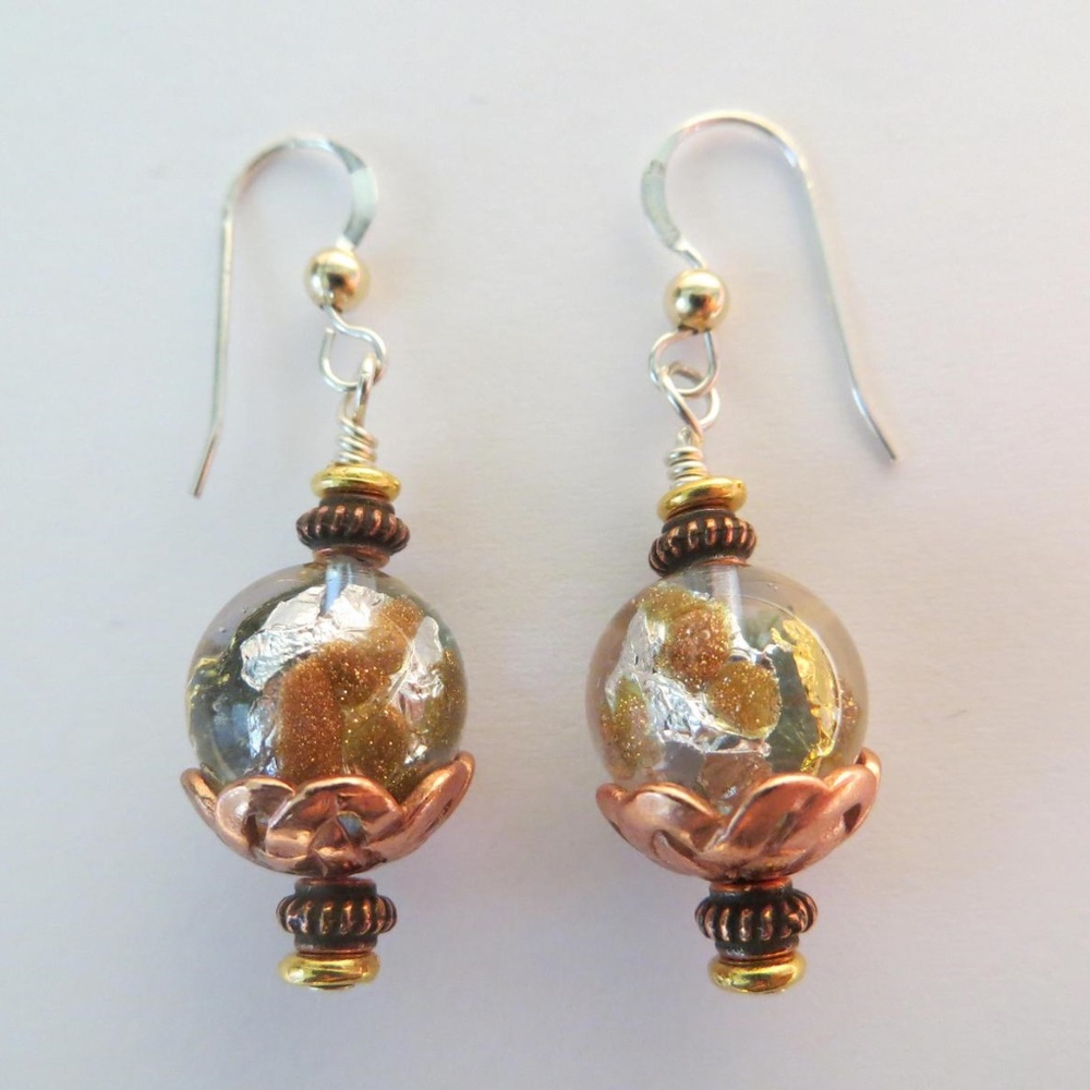 Aqua Venetian Glass Earrings